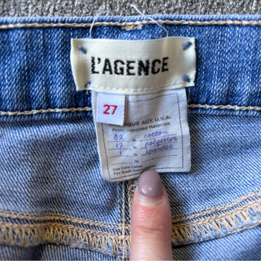 L’AGENCE Sada High Rise Cropped Slim Jeans Raw Hem Size 27 Light Wash - Picture 10 of 13